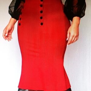 Double Breasted Lace Hem Mermaid Skirt